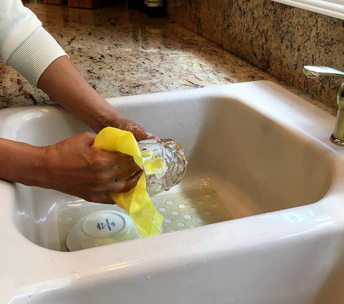 idée No Mildew, Non-Scratch Disposable Scouring Sheets (60 Sheets/Roll) for Dish-Washing, Cleaning, PW01Y, Yellow