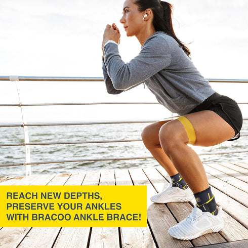 Bracoo 2 Pack Ankle Brace Compression Sleeve – Adjustable Support Strap for Sprained, Plantar Fasciitis Pain Relief
