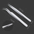Sivote Eyelash Tweezers, 2-Pack, Stainless Steel Lash Tweezers for Eyelash Extensions, Matte Silver