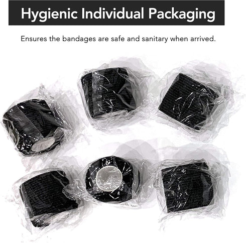 RISEN 2” x 5 Yards Cohesive Bandage, 6 Rolls, Self Adherent Medical Tape, Flexible Breathable First Aid