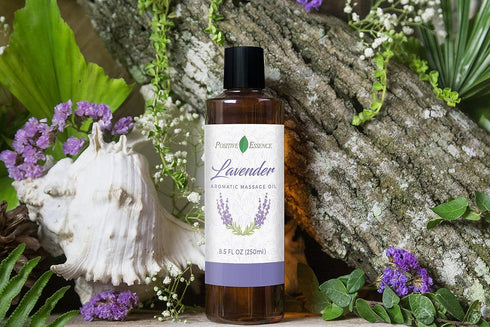 Lavender Massage Oil for Therapy, Body Lotion with Jojoba, Sweet Almond Oil, Vitamin E, and Pure Lavender