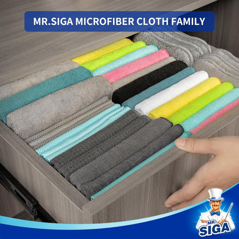 MR.SIGA Waffle Pattern Cleaning Cloths, Reusable Absorbent Microfiber Kitchen Towels, 6 Pack, Gray