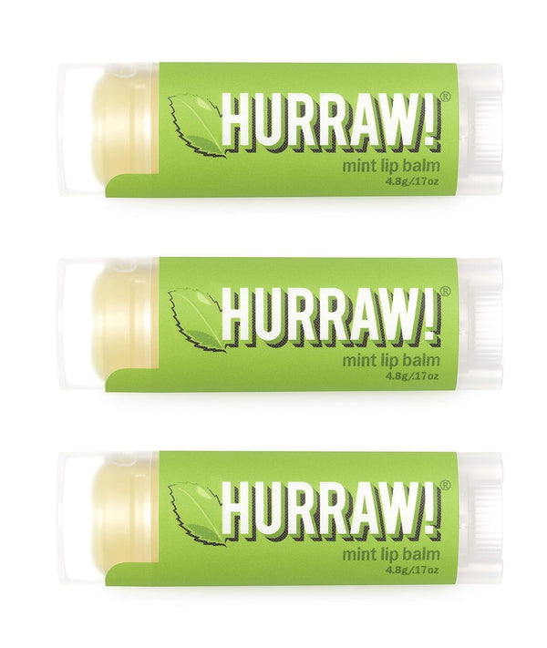 Hurraw! Mint Lip Balm, 3 Pack Organic, Certified Vegan, Cruelty Free, Non-GMO, Made in USA