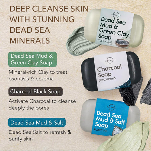 O NATURALS 100% Natural Bar Soap Gift Set, Organic Ingredients & Essential Oils, 6PC Black Soap Collection