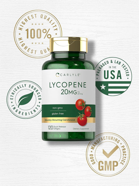 Carlyle Lycopene 20 mg, 120 Softgels, Non-GMO & Gluten Free Supplement