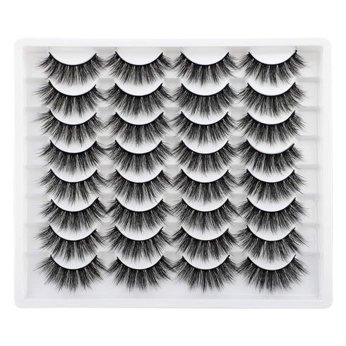 JIMIRE 16 Pairs 3D Faux Mink Fluffy Volume Natural False Eyelashes Pack