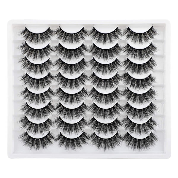 JIMIRE 16 Pairs 3D Faux Mink Fluffy Volume Natural False Eyelashes Pack