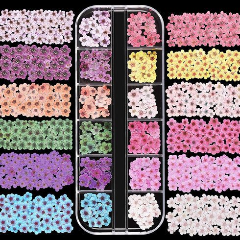 Maitys 3 Boxes 1080 Pcs 3D Flowers for Nails Decals, Colorful Mixed 3D Flower Leaves for DIY