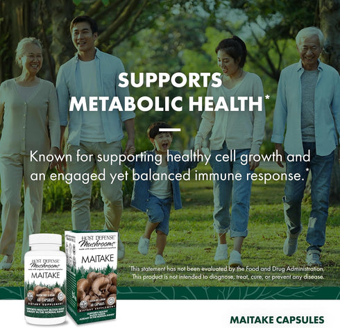 Host Defense Maitake Capsules - Immune & Cellular Health Support Supplement with Maitake Mushroom - 60 Capsules