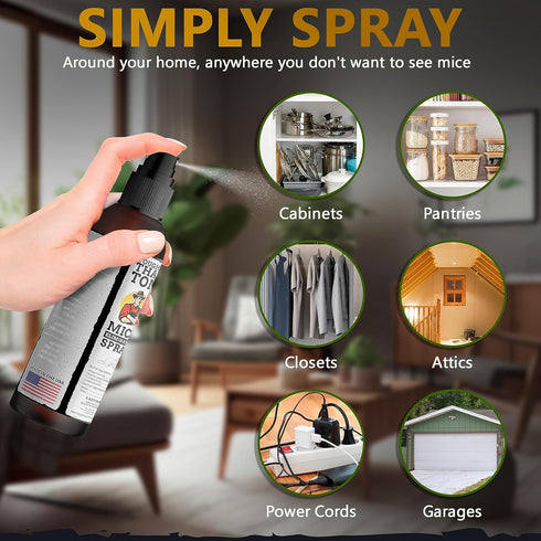 Tougher Than Tom Mouse Repellent Spray – 3 Pack - 8 fl oz Premium Cinnamon and Peppermint Oil Spray for Rodents,