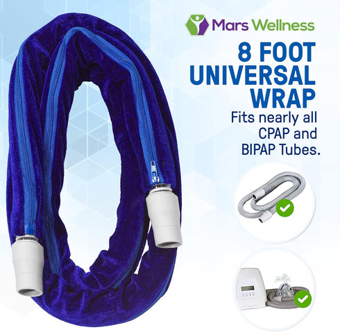 CPAP Tube Hose Cover, Full Length Zipper Fleece Skin, Prevent Rainouts, 8 Foot