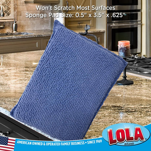 Lola Products Microfiber Terry & Nylon Net 12 Pack | Non-Scratch 2-Way Cleaning Sponge Scrubber with Dual Sided Cloth