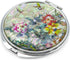 MADDesign Mother of Pearl Compact Makeup Mirror, Folding Magnify, Butterfly Flowers, Pink Yellow