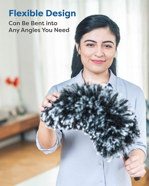Feather Duster Kit with 5.6ft Extension Pole, 4 Washable Microfiber Dusting Brushes for Home Wall Ceiling Fan Cobweb