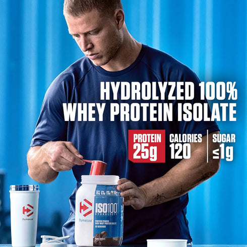 Dymatize ISO100 Whey Protein Powder - 25g Hydrolyzed 100% Whey Isolate - Gluten Free, Fast Digesting, Chocolate Peanut