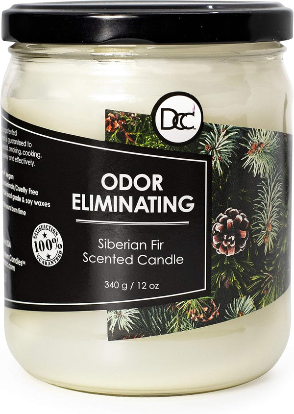 Siberian Fir Odor Eliminating Candle - 12 Ounce Premium Soy Blend, 80 Hour Burn Time