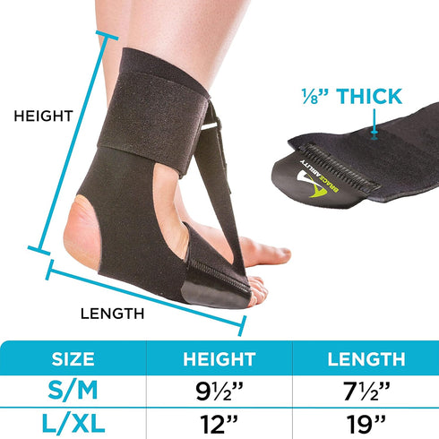 BraceAbility Foot Drop Brace, Ankle Orthosis Sock for Big Kids, Teens, Adults, Pain Relief in Bed