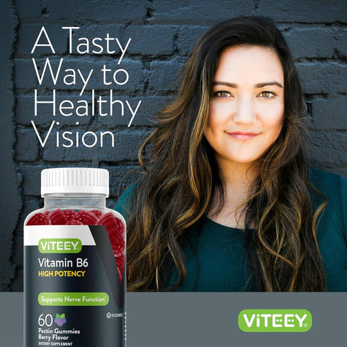 Vitamin B6 Gummies 100mg - Mood & Nerve Function Support for Adults & Teens - Vegan, Gluten Free, 60 Count