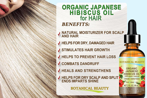 Organic HIBISCUS OIL: 100% Pure Natural Virgin Unrefined Cold Pressed for Face, Skin, Hair Growth, 1 Fl. oz.