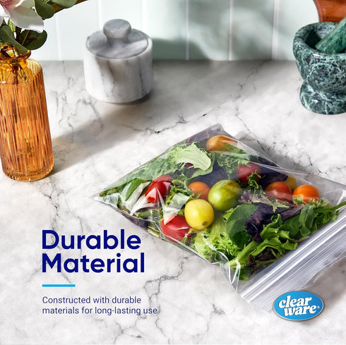 Double Zipper Storage Bags, Quart Size, 300 Count (4 Packs of 75), Reusable Thick Food Storage Bags, Microwave-Safe