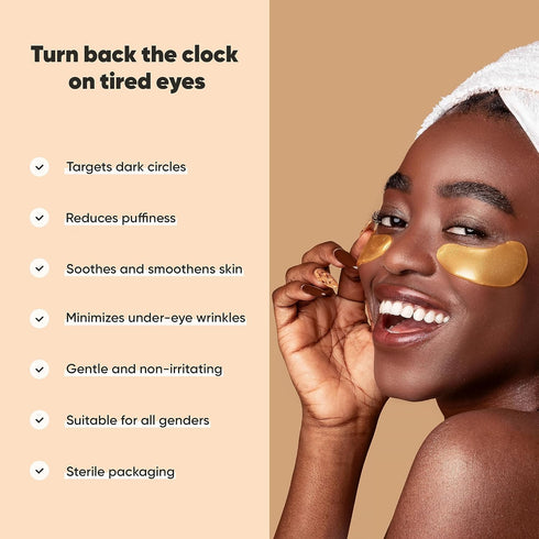 LE GUSHE Under Eye Mask & Patches (20 Pairs) - Gold Eye Mask with Collagen & Amino Acid for Puffy Eyes & Dark Circles