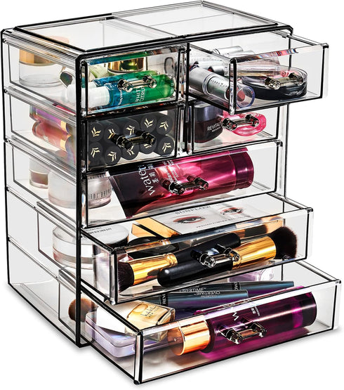Sorbus Acrylic Makeup Organizer - Big Clear Storage Case for Cosmetics & Jewelry - 3 Large, 4 Small Drawers for Vanity