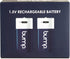 bump D 1.5V Rechargeable Batteries, 2 Pack, Lithium Ion, High Output, Charger Cable Included