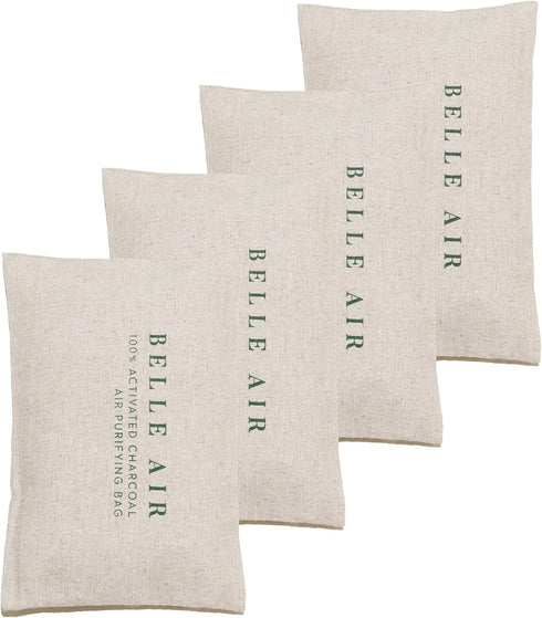 Belle Air 100% Activated Charcoal Air Purifying Bags, 6x More Effective Odor Absorber for Homes, Cars, Fridges