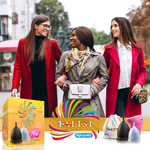 Talisi Menstrual Cups with Foldable Silicone Sterilizer, Reusable Period Starter Kit for Light & Heavy Flow (Small &