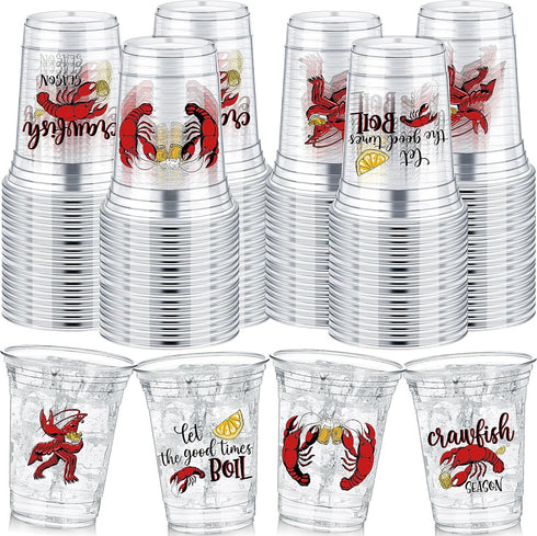 Havawish 100 Pcs Crawfish Cups Bulk, 12 oz Clear Plastic Tumblers, Birthday Party