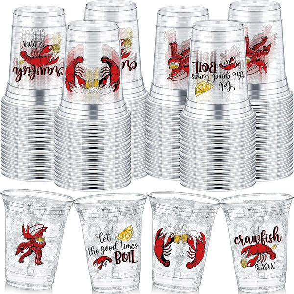 Havawish 100 Pcs Crawfish Cups Bulk, 12 oz Clear Plastic Tumblers, Birthday Party