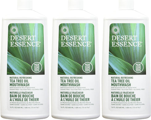 DESERT ESSENCE Tea Tree Mouthwash, 16 FZ Refill, Pack of 3
