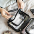 GRANNY SAYS TSA Approved Clear Makeup Bag, Portable Leather Travel Toiletry Bag for Women, Small Organizer (Black)