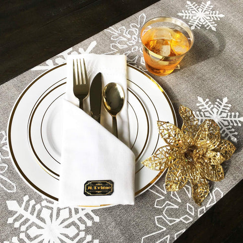 75 Piece Gold Plastic Silverware Set - Reusable & Recyclable - Gold Plastic Utensils for Weddings, Anniversaries,