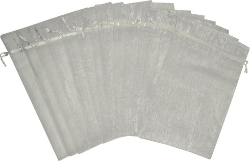 Ankirol 50pcs Sheer Organza Favor Bags, 12 x 16 Inch X Large Drawstring Bags (White)
