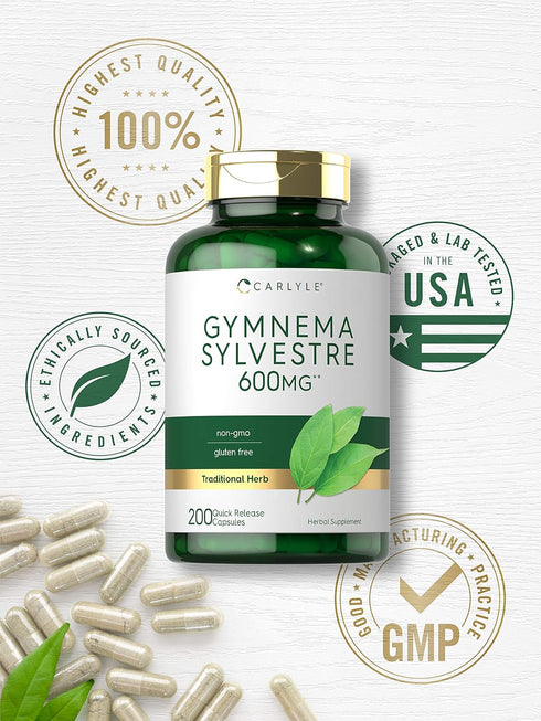 Carlyle Gymnema Sylvestre | 600mg | 200 Count - Non-GMO and Gluten Free Supplement
