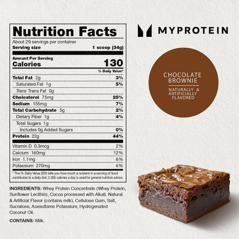 Myprotein Impact Whey Protein Powder - 2.2 Lbs (29 Servings) Chocolate, 22g Protein & 5g BCAA Per Serving