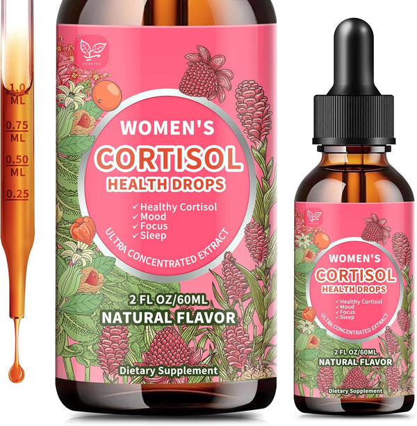 Hudetex Cortisol Supplements for Women Liquid Drops,Cortisol Manager with Ashwagandha,L-theanine,Phosphatidylserine,Rhodiola Rosea for Mood