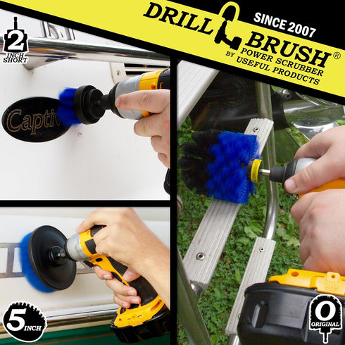 Kayak - Cleaning Supplies - Drill Brush - Boat Accessories - Hull, Deck, Fiberglass, Gel Coat, Carpet, Seats - Spin Brush Kit - Pond Scum, Oily Residue, Weeds, Barnacles, Oxidation - Canoe by Drillbrush