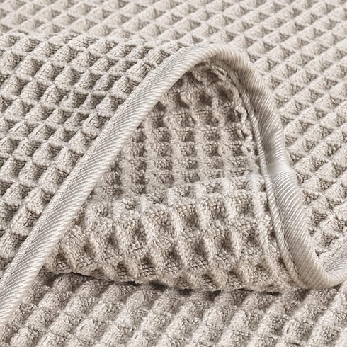 POLYTE Microfiber Lint Free Hand Towel, 4 Pack, 16 x 30 in, Beige Waffle Weave