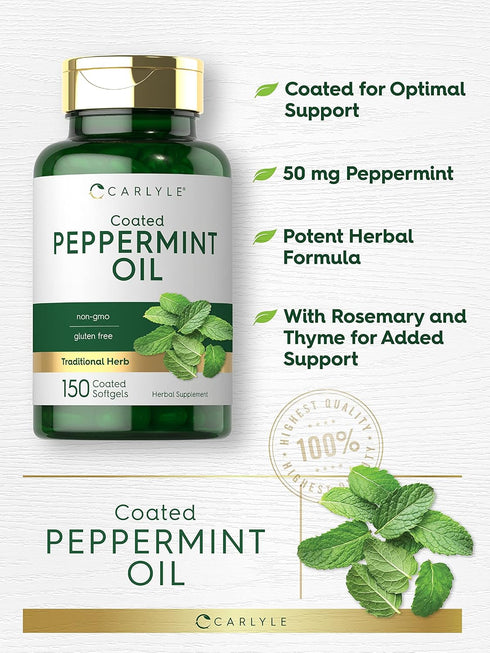 Carlyle Peppermint Oil Capsules, 150 Softgels with Rosemary and Thyme