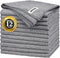 FIXSMITH Grey Microfiber Cleaning Cloth - Pack of 12, Highly Absorbent 16"X12" All Purpose Towels for Housekeeping