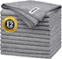 FIXSMITH Grey Microfiber Cleaning Cloth - Pack of 12, Highly Absorbent 16"X12" All Purpose Towels for Housekeeping