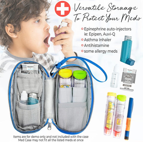 PracMedic Bags Epipen Case, Insulated Medical Case for Kids, Holds Epi Pen, Inhaler, Blue