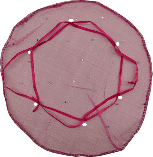 100pcs Sheer Organza Favor Bags, Round Drawstring Jewelry Candy Pouch, 26cm/10.2 inch Diameter (Hot Pink)