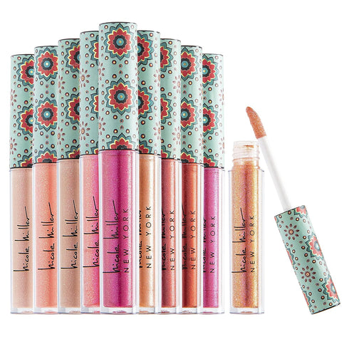 Nicole Miller Lip Gloss Collection, 10 Count Shimmery Glosses for Women and Girls with Long Lasting Color