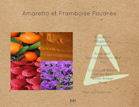 100BON Amaretto & Framboise Poudree, 0.5 Fl Oz, Organic Fragrance for Women & Men, Warm & Sensual