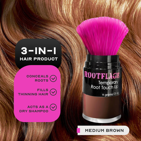 Root Touch Up Hair Powder - Temporary Hair Color, Gray Coverage, Thinning Hair Filler, Eyebrow Filler (07 Medium Brown)