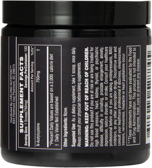 Pure N-Acetyl L-Cysteine (NAC) Powder - Liver Health and Cellular Support, Bulk Supplements, NAC for Bodybuilding and General Wellness and Antioxidant Supports Glutathione, 3.5 Ounce