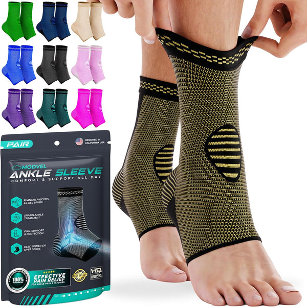 Modvel Foot & Ankle Brace Socks for Sprained Ankle Compression Sleeve, Support for Women & Men